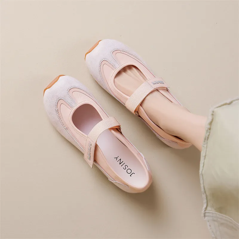 JOSINY Vintage Low Vamp Mary Jane Unlined Shoes Low Top Casual Shoes Women's Beige Pink-7