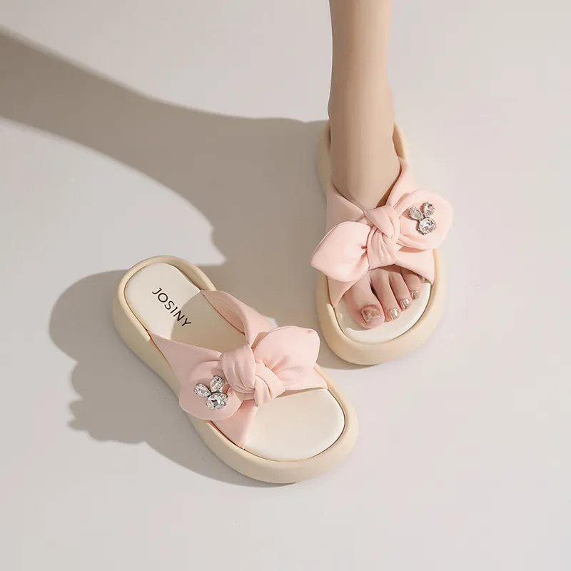 JOSINY Rubber Sole Cushioning Slip Resistant Abrasion Resistant Odor Resistant Quiet Slide Slippers Women's Light Pink-5