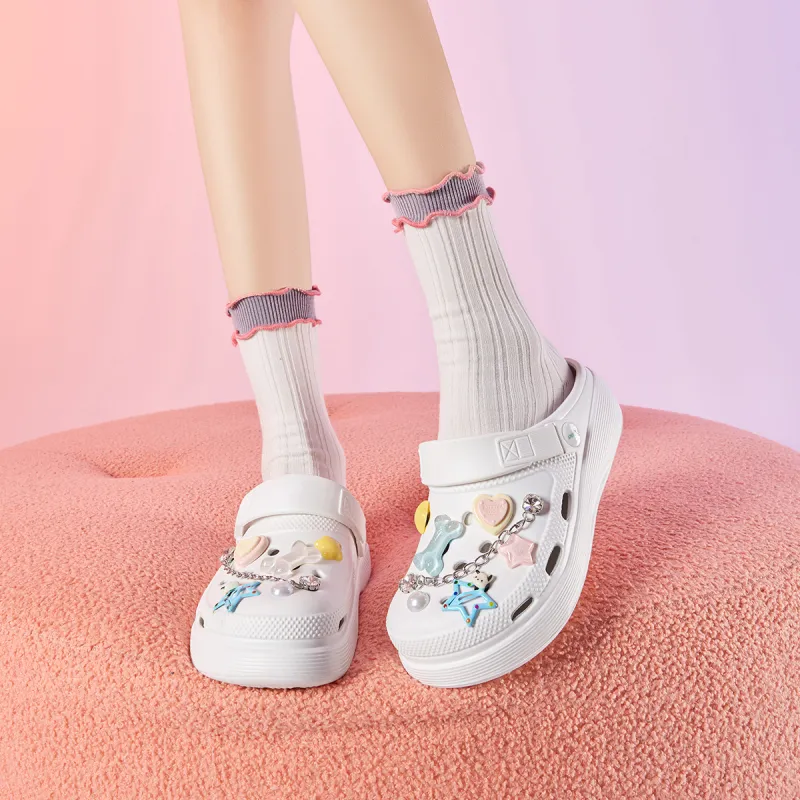 JOSINY Summer Petite Platform Height Increasing 5.4cm Outerwear Trendy Fashion Lazy Slip on Clogs Women's Ecru-4