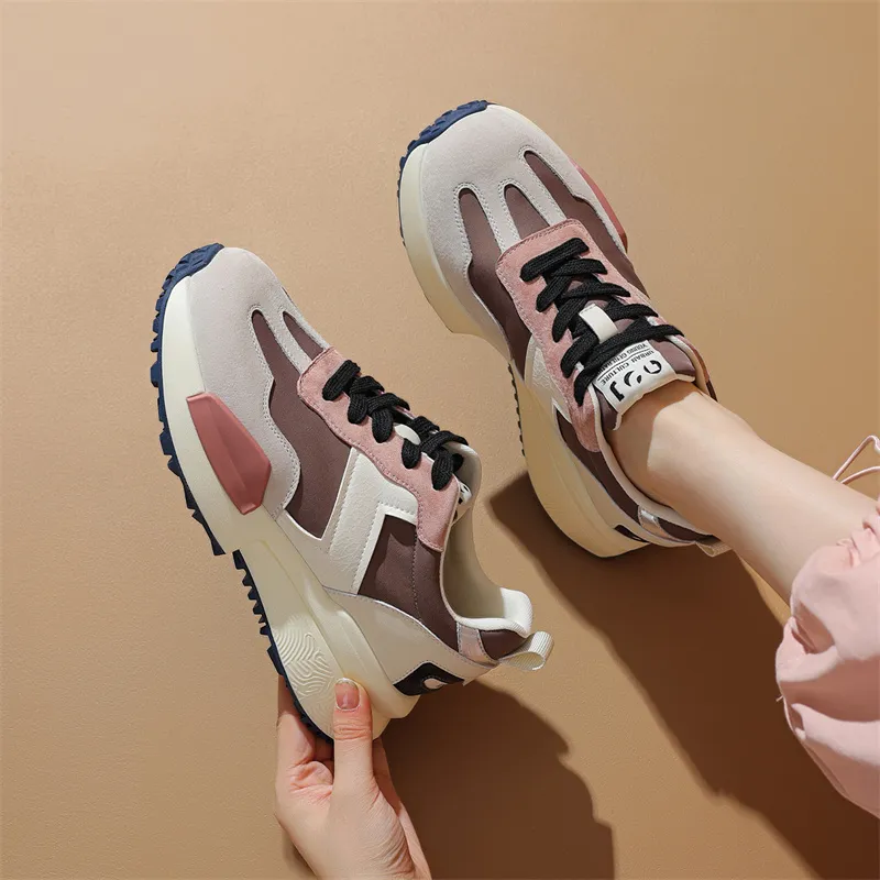 JOSINY Running Shoes Women's Low Top Beige Pink/Beige Black-6