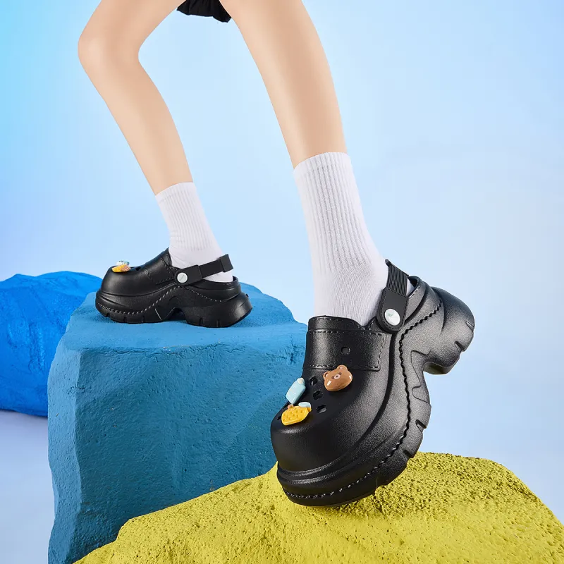 JOSINY Summer Trendy Fashion, Cute DIY Slip on, Outdoor Beach Shoes Clogs Women's Black-5