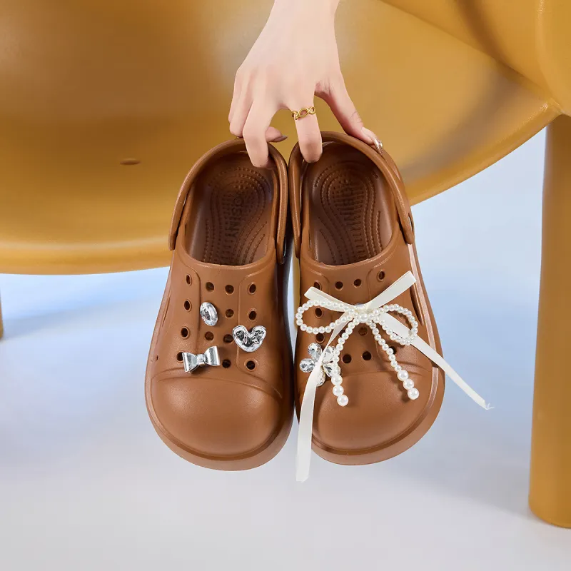 JOSINY Summer Petite Outerwear Trendy Fashion Lazy Slip on, Outdoor Beach Shoes Closed Toe Mules, Clogs Women's Coffee-7
