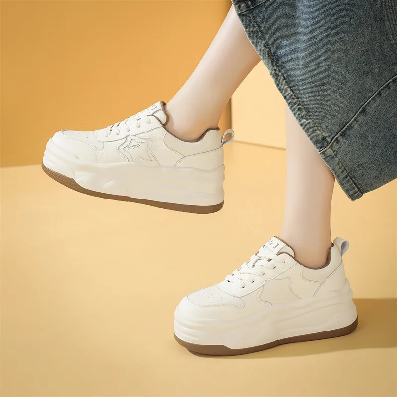 JOSINY Skateboard Shoes Women's Low Top Beige Brown/Beige Black-12