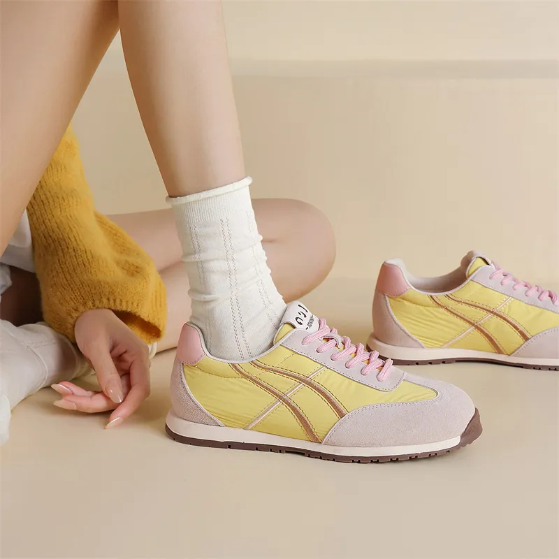 JOSINY Casual Shoes Women's Low Top Beige Yellow/Beige Blue/Beige Black-3