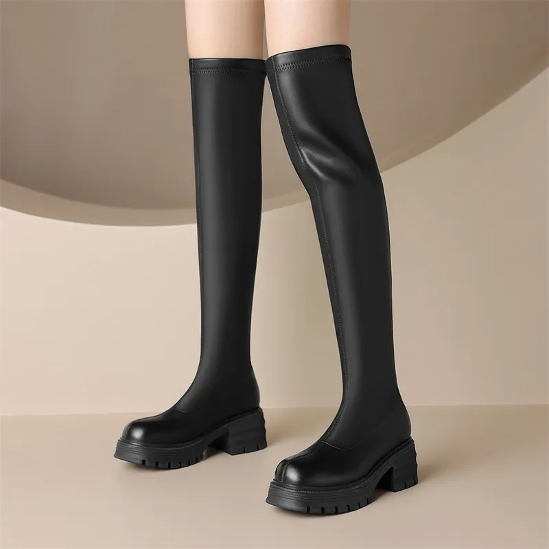 JOSINY Knee high Boots Women's Black/Brown-1
