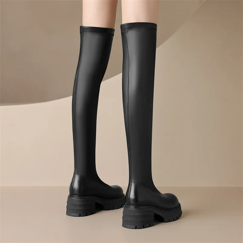 JOSINY Knee high Boots Women's Black/Brown-2