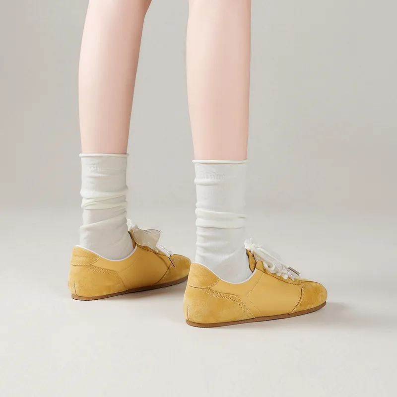 JOSINY Casual Shoes Women's Low Top White/Beige/Yellow-4