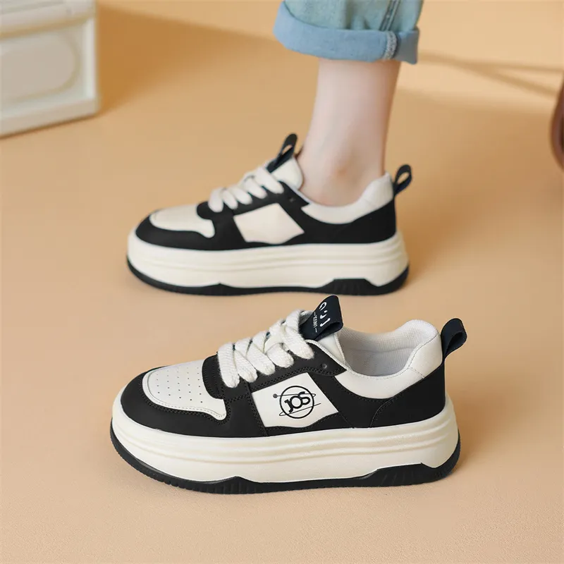 JOSINY Skateboard Shoes Women's Low Top Beige Brown/Beige Black-4