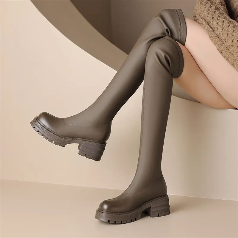 JOSINY Knee high Boots Women's Black/Brown-7