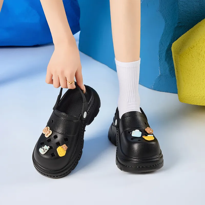 JOSINY Summer Trendy Fashion, Cute DIY Slip on, Outdoor Beach Shoes Clogs Women's Black-6