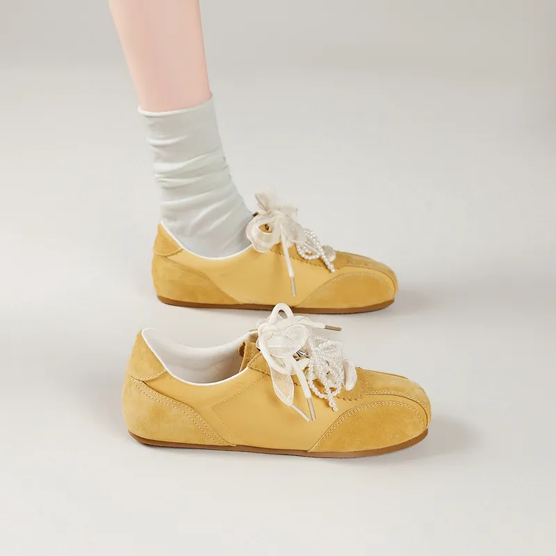 JOSINY Casual Shoes Women's Low Top White/Beige/Yellow-3