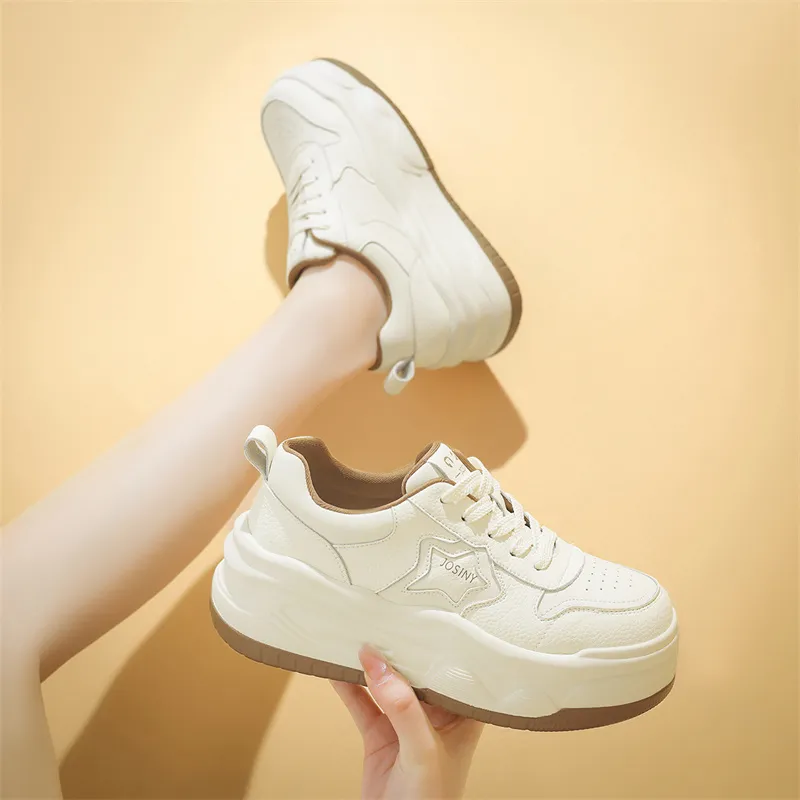 JOSINY Skateboard Shoes Women's Low Top Beige Brown/Beige Black-11