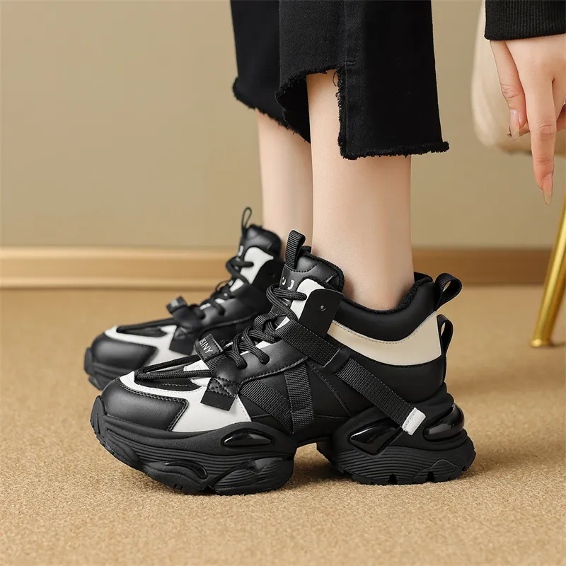 JOSINY Chunky Sneakers Women's High Top Black/Brown-9