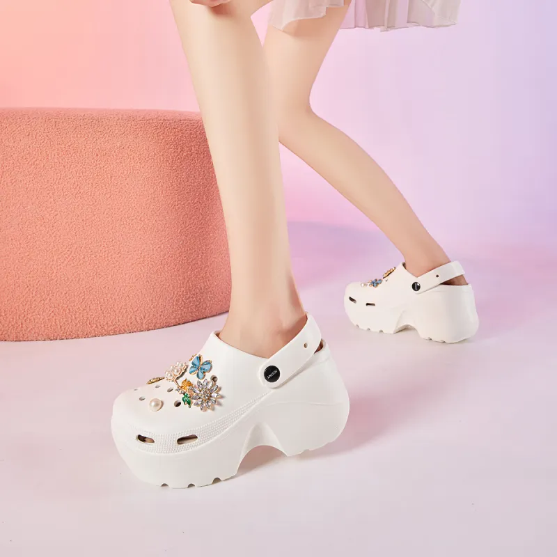 JOSINY Summer Petite Outerwear Trendy Fashion Lazy Slip on, Outdoor Beach Shoes Closed Toe Mules, Clogs Women's Ecru-5