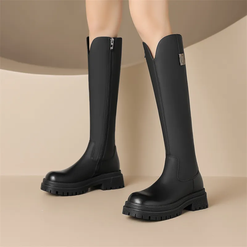 JOSINY British Style Fleece-Lined Warm Knight Boots Knee-high Boots Women's-2