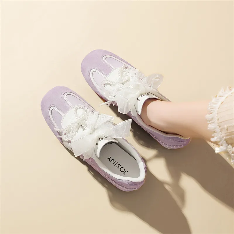JOSINY Casual Shoes Women's Low Top Ecru/Light Pink/Light Purple-5
