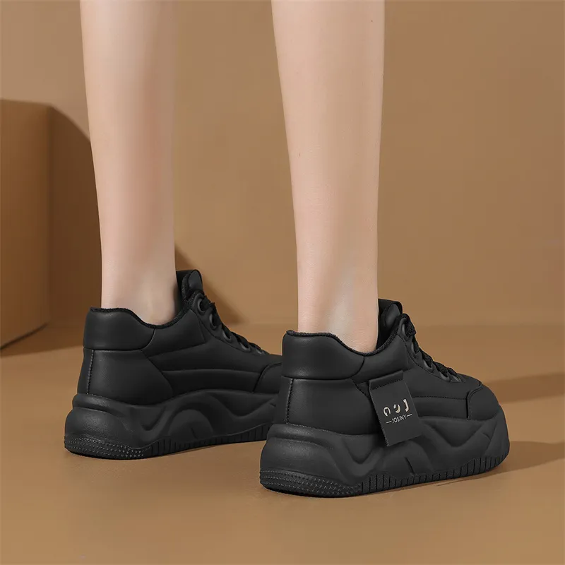 JOSINY Trendy Fashion Comfortable Versatile Puffy Shoes Low-Top Casual Shoes Women's Black-5