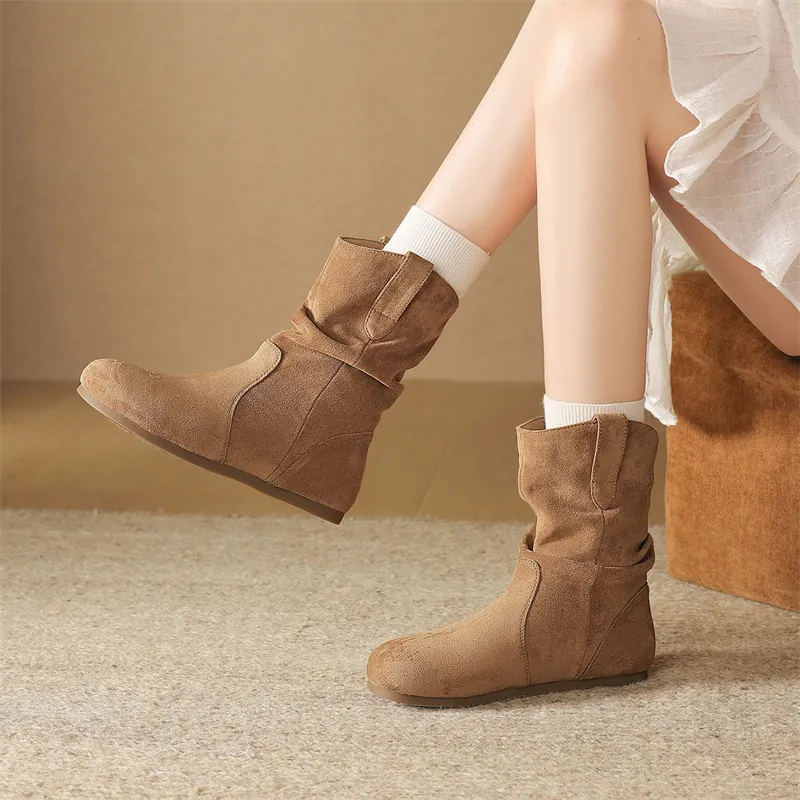 JOSINY Effortless Vintage Inspired Stackable Boots Short Boots Women's Camel-3