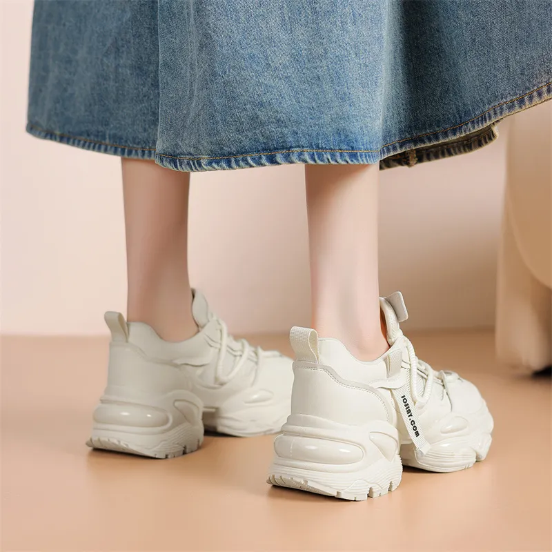 JOSINY Chunky Sneakers Women's Low Top Ecru/White Gold-3