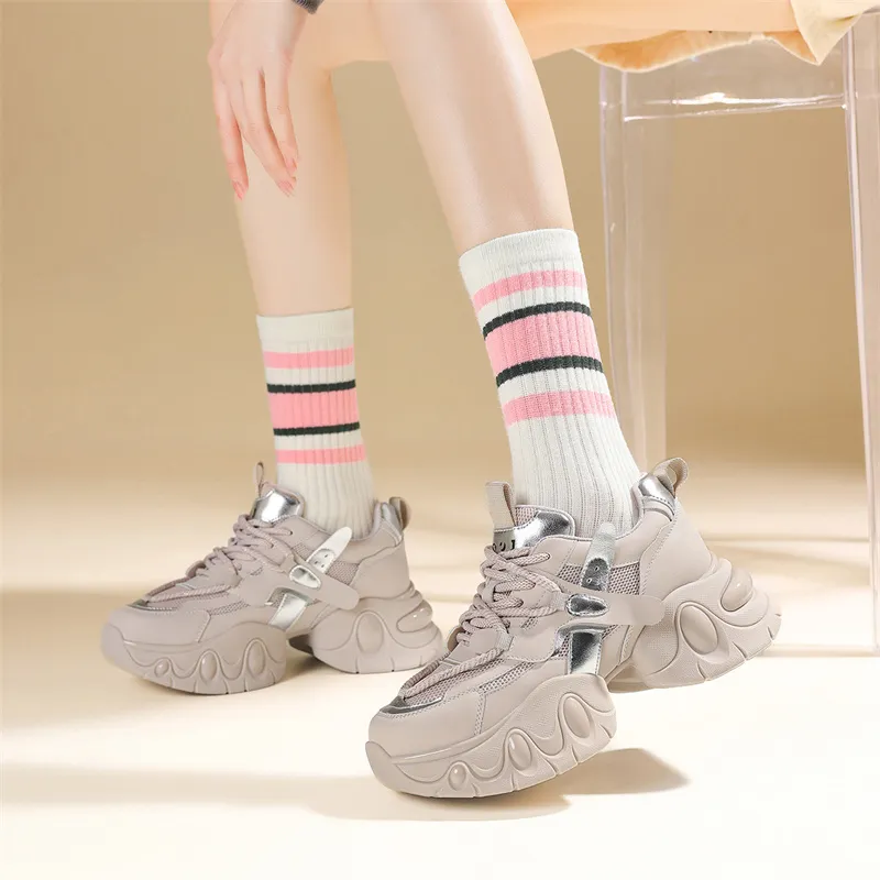 JOSINY Chunky Sneakers Women's Low Top Black Silver/Light Purple-2