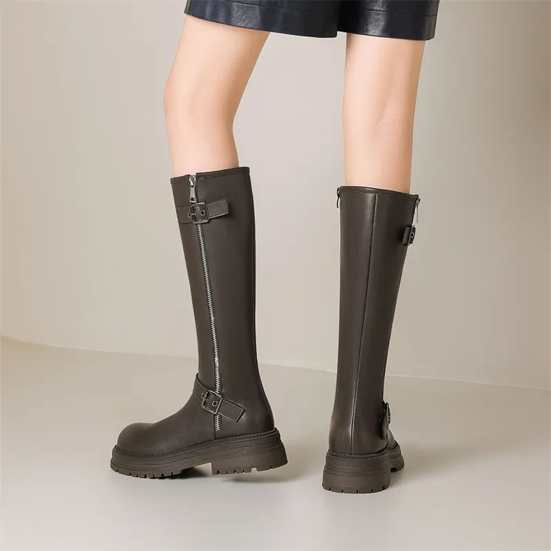 JOSINY Knee high Boots 4.5cm Women's Brown-4