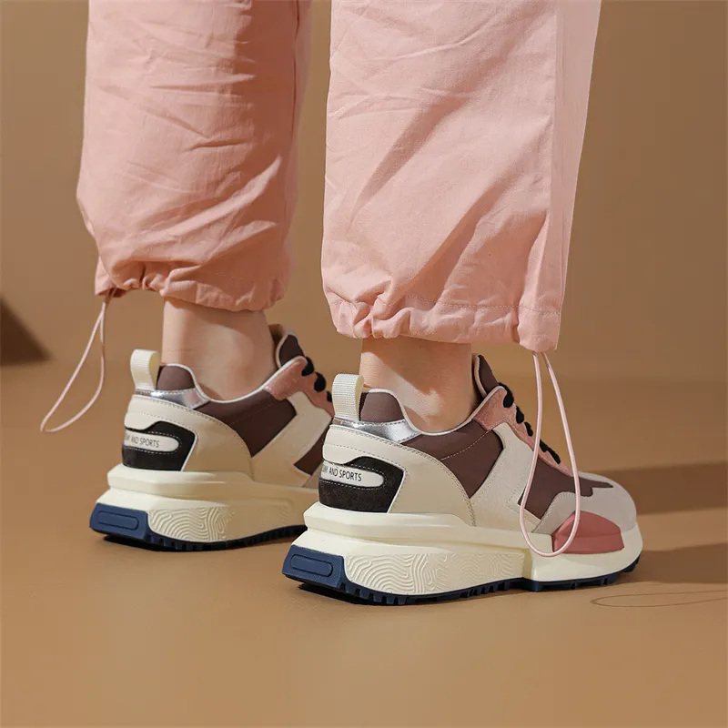 JOSINY Running Shoes Women's Low Top Beige Pink/Beige Black-3