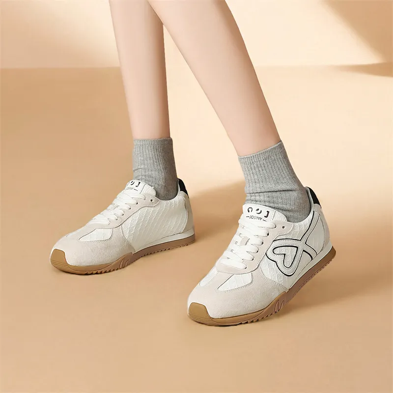 JOSINY Spring Versatile Sporty Style Soft-Sole Skateboard Shoes Fashion Lightweight Casual Shoes Women's Ecru-3