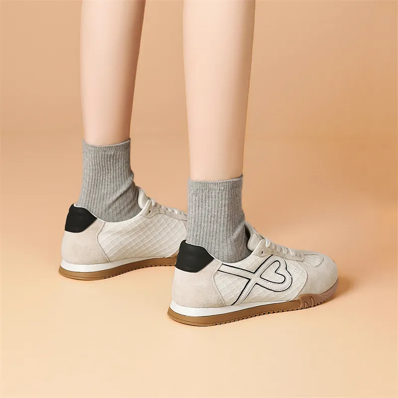 JOSINY Spring Versatile Sporty Style Soft-Sole Skateboard Shoes Fashion Lightweight Casual Shoes Women's Ecru-4