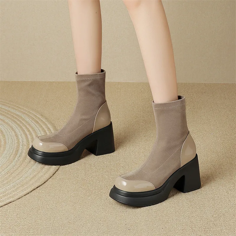 JOSINY Ankle Boots 8.5cm Women's Brown-4