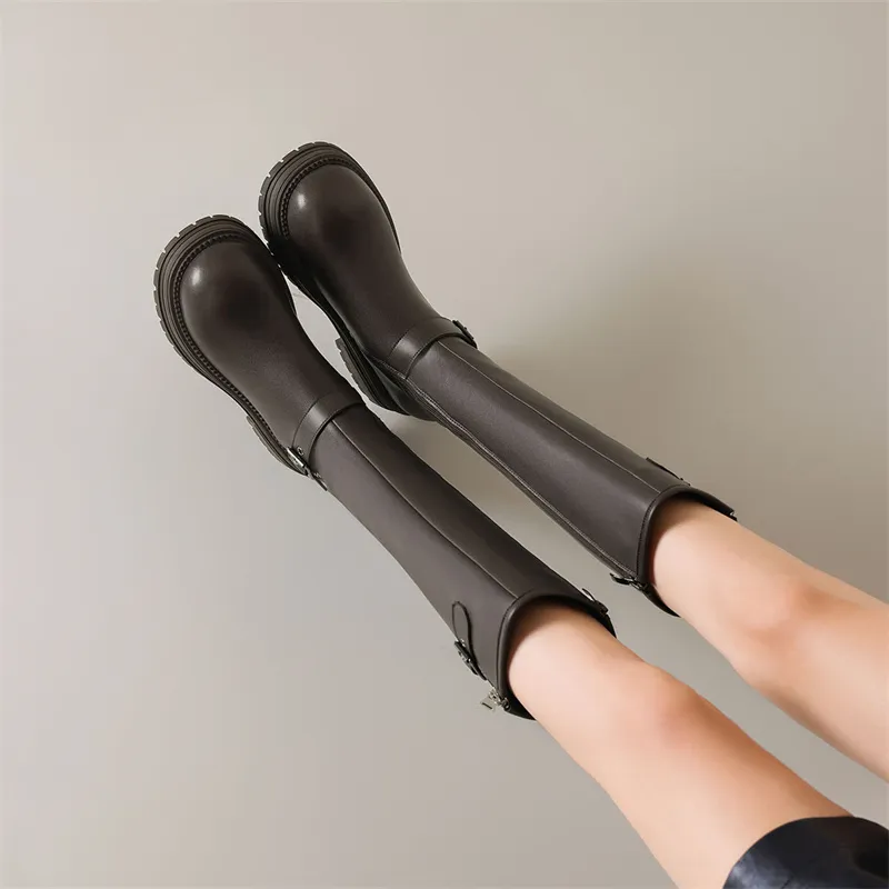 JOSINY Knee high Boots 4.5cm Women's Brown-2