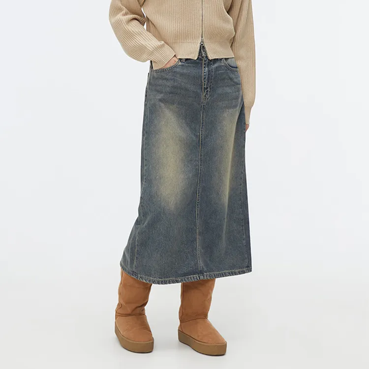 SPAO Denim Long Skirts Women's-12