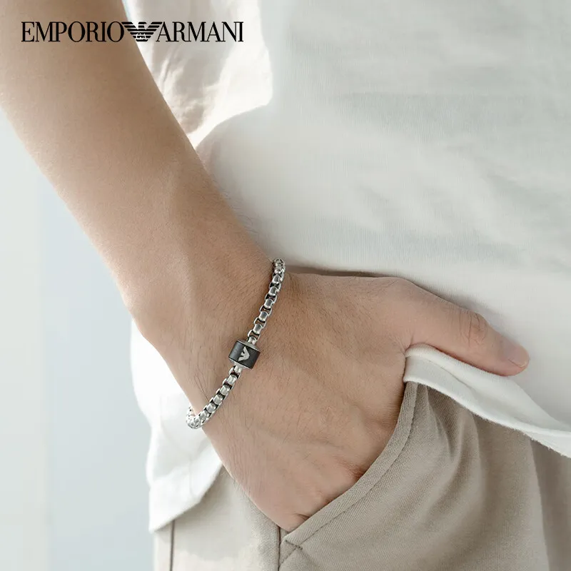 EMPORIO ARMANI Stainless Steel Bracelets Men's Black-2