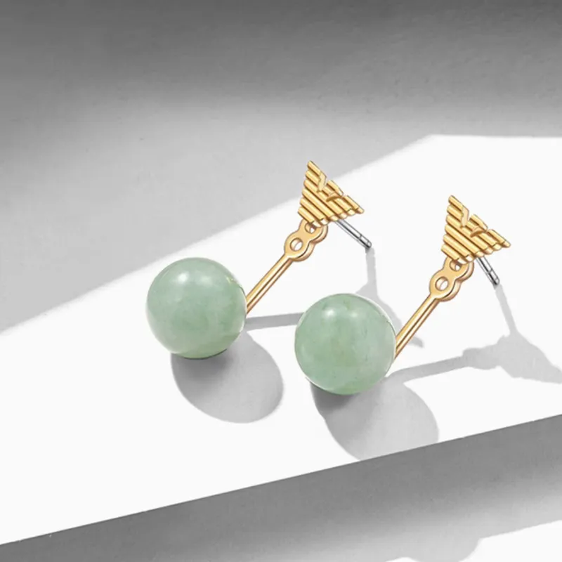 EMPORIO ARMANI Brass, Aventurine Earrings Women's Gold-3