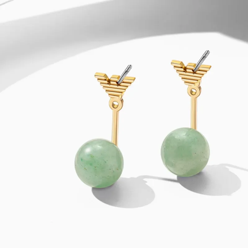 EMPORIO ARMANI Brass, Aventurine Earrings Women's Gold-5