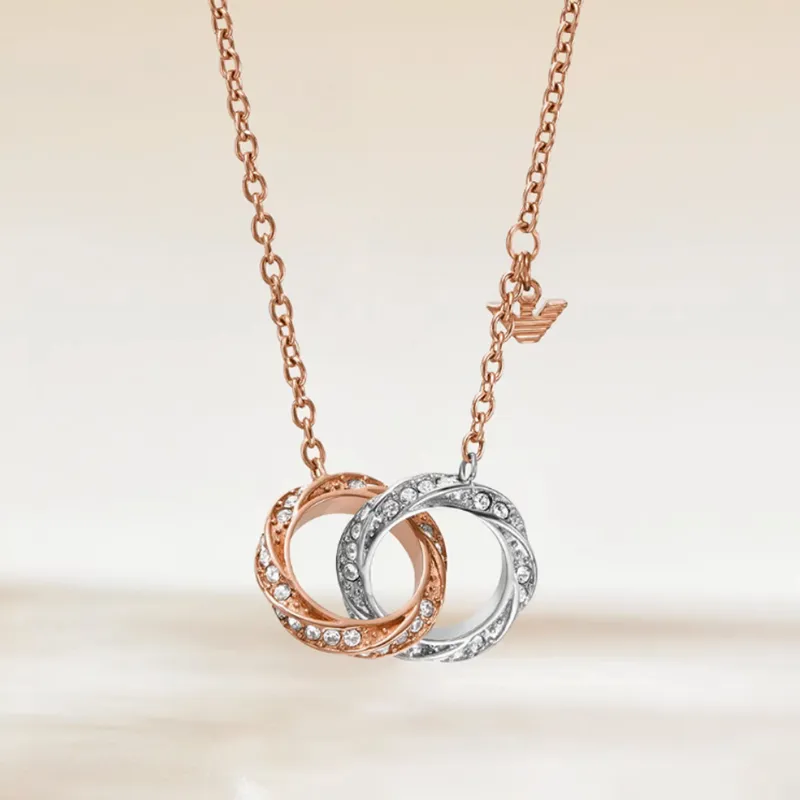 EMPORIO ARMANI Steel Necklace Collarbone Chain Women's Rose Gold-6