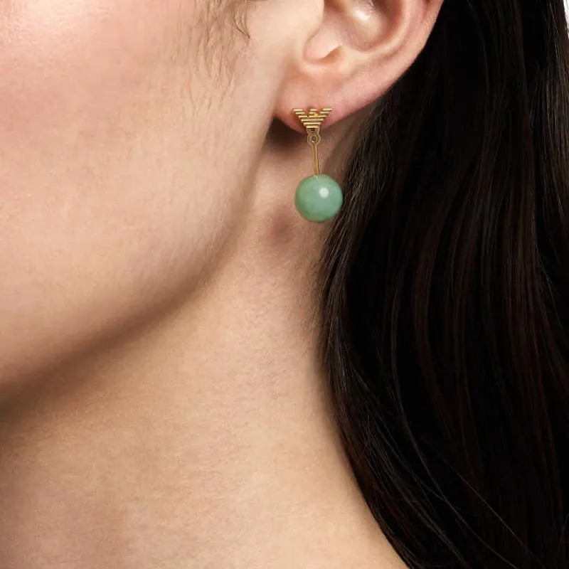 EMPORIO ARMANI Brass, Aventurine Earrings Women's Gold-1