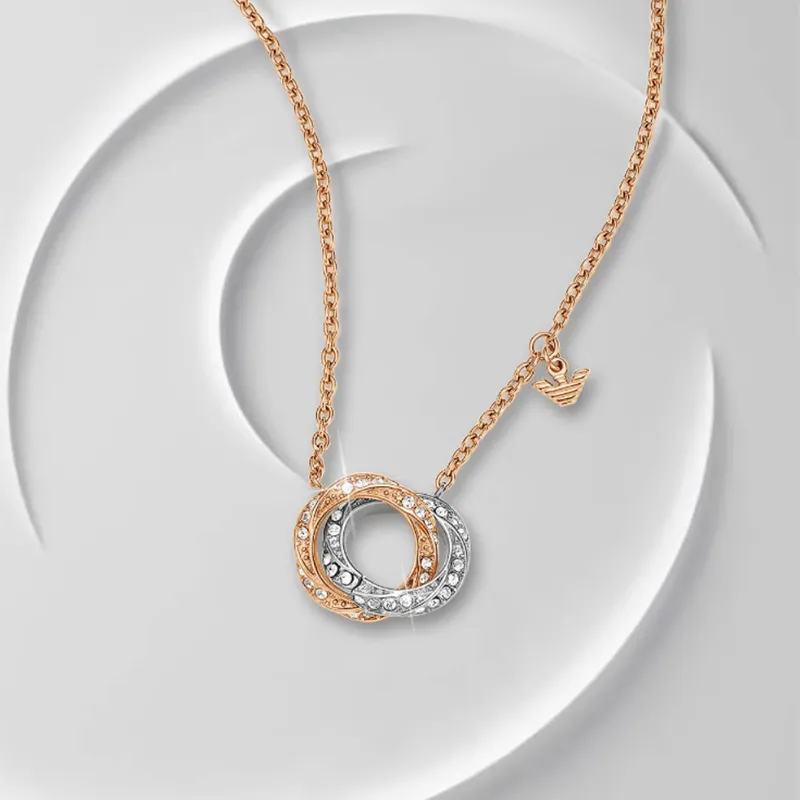 EMPORIO ARMANI Steel Necklace Collarbone Chain Women's Rose Gold-4