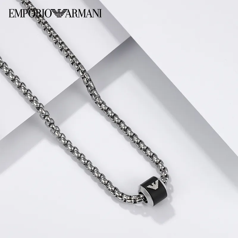 EMPORIO ARMANI Trendy Pendant Necklaces Men's Black-1
