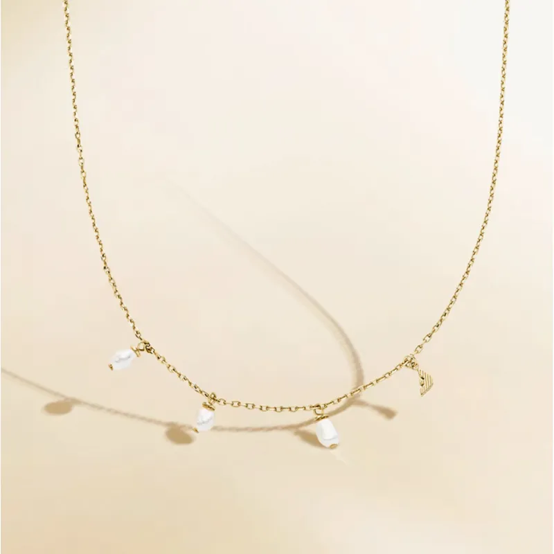EMPORIO ARMANI Gold Tone Brass Station Necklace-2