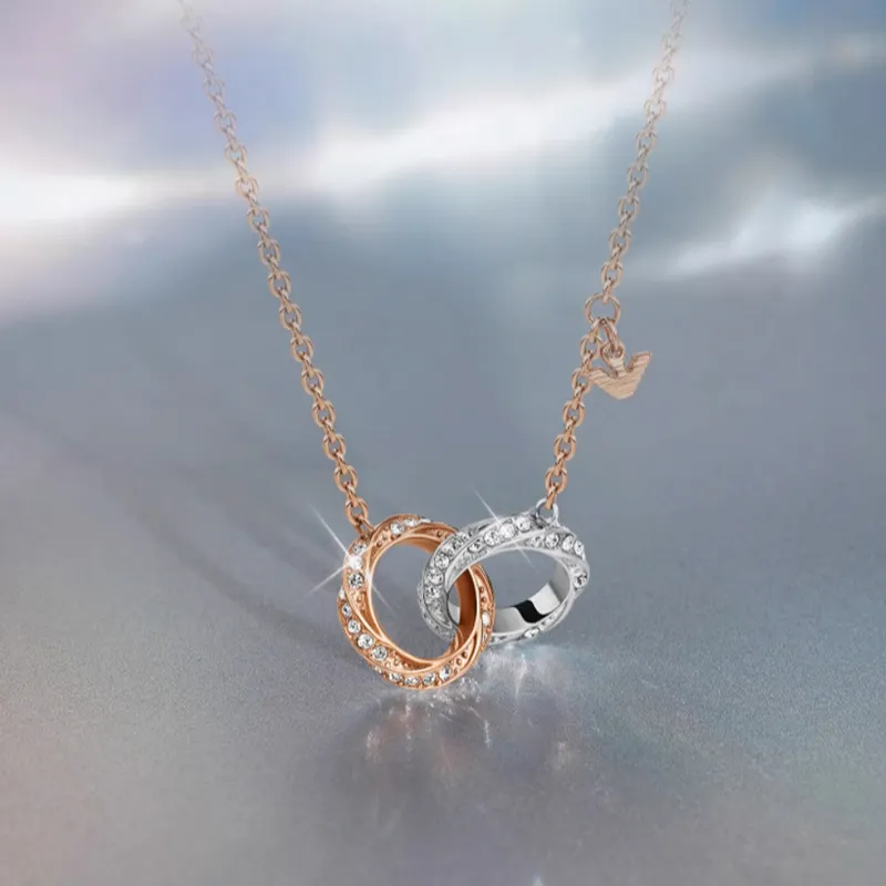 EMPORIO ARMANI Steel Necklace Collarbone Chain Women's Rose Gold-5
