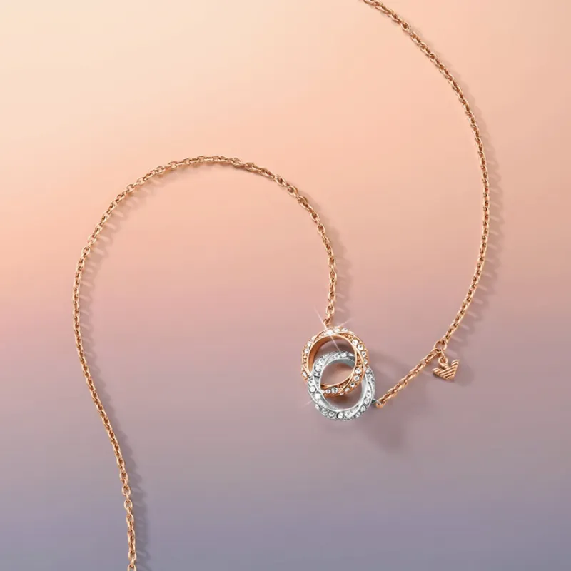 EMPORIO ARMANI Steel Necklace Collarbone Chain Women's Rose Gold-3
