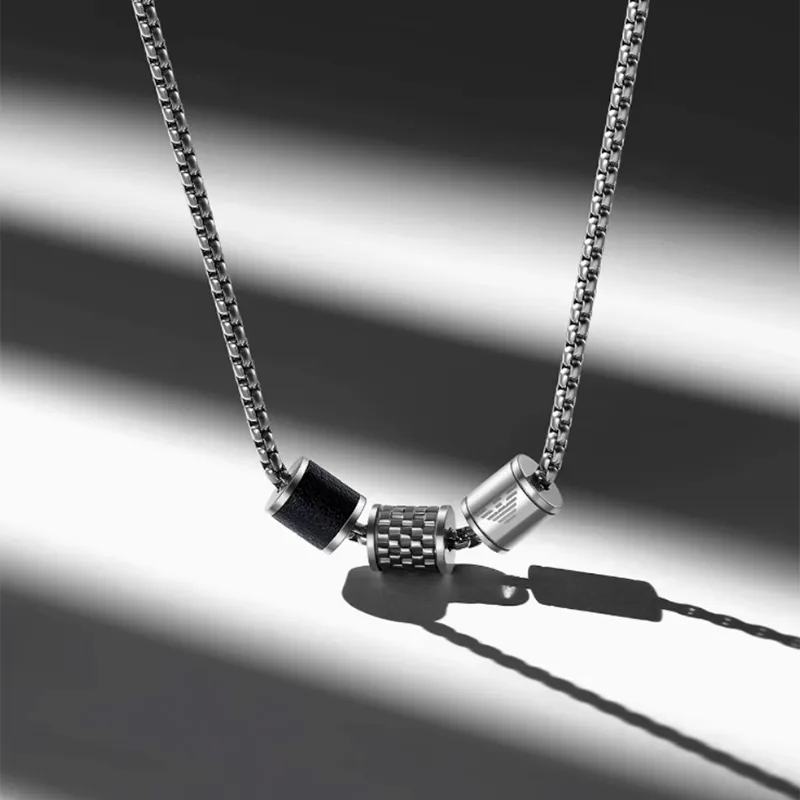 EMPORIO ARMANI Steel Necklaces Men's Silver/Black-3