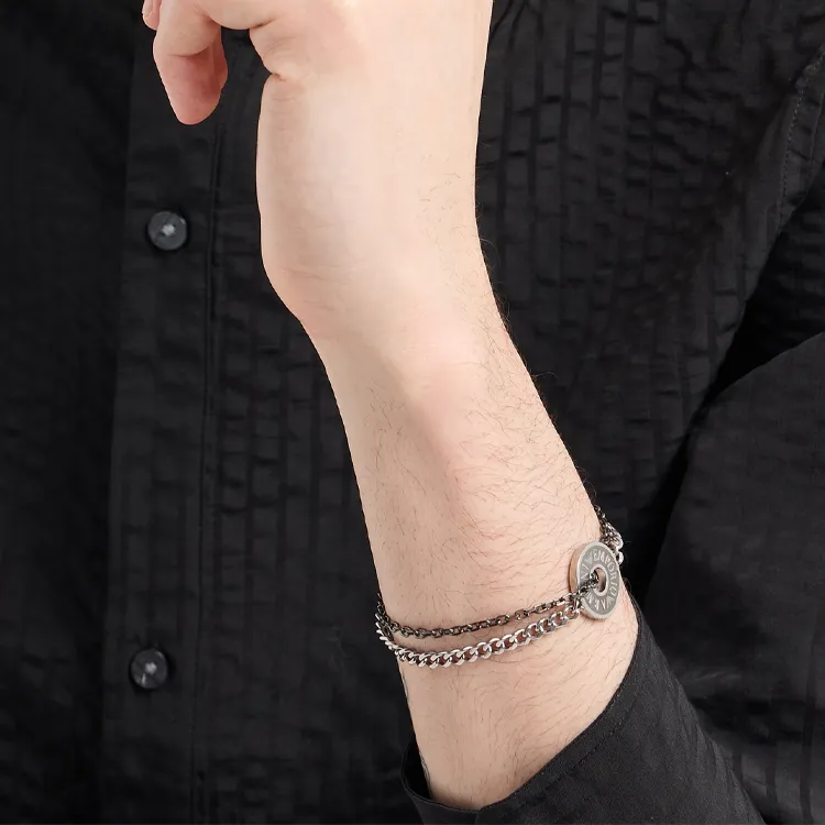 EMPORIO ARMANI Stainless Steel Bracelets Men's Silver Black-2