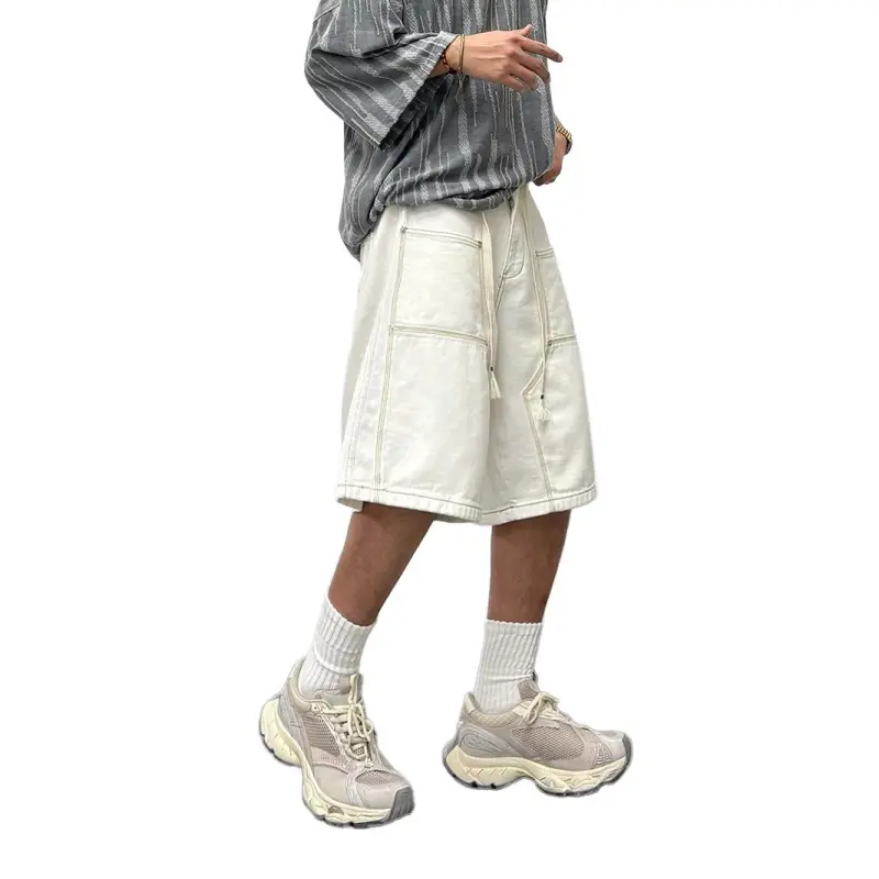 Fingercroxx Denim Shorts Unisex White-2