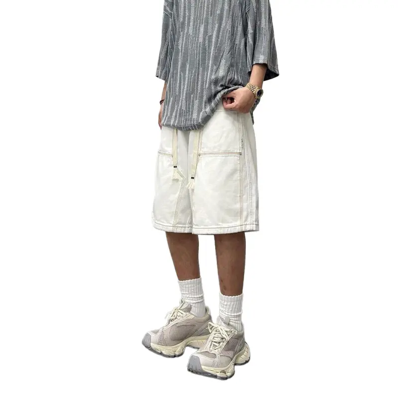Fingercroxx Denim Shorts Unisex White-4