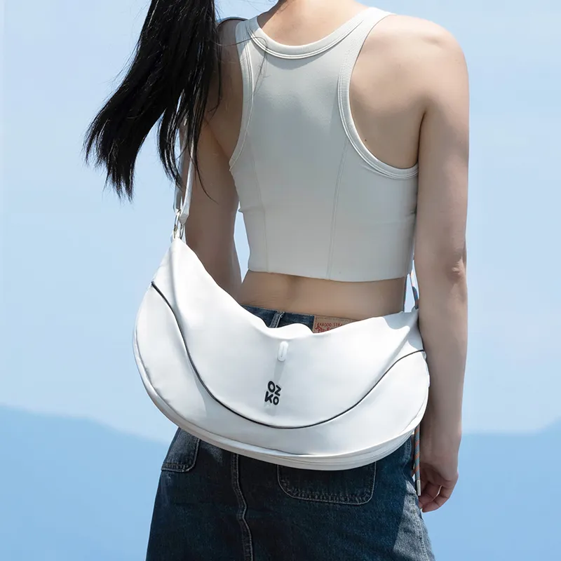 OZKO PU Dumpling Bag Shoulder Bag Large Size Women's Frost Moon White/Sunrise Blue-2