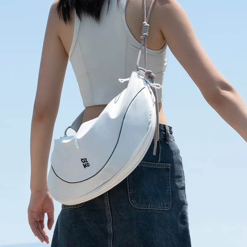 OZKO PU Dumpling Bag Shoulder Bag Large Size Women's Frost Moon White/Sunrise Blue-1