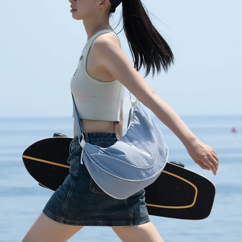 OZKO PU Dumpling Bag Shoulder Bag Large Size Women's Frost Moon White/Sunrise Blue-10