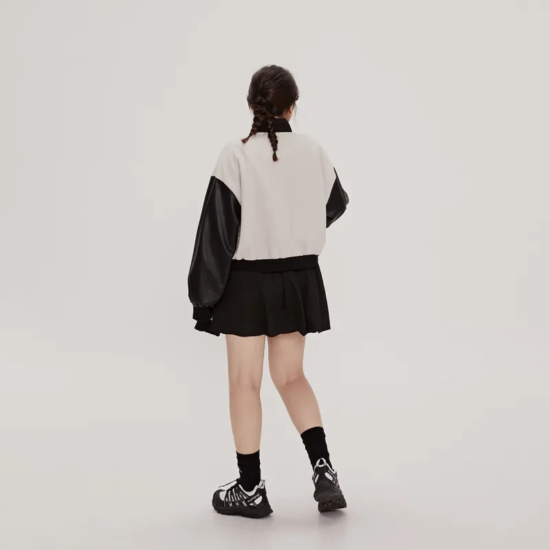 Jinggu Baseball Jacket Women's Apricot & Black-2