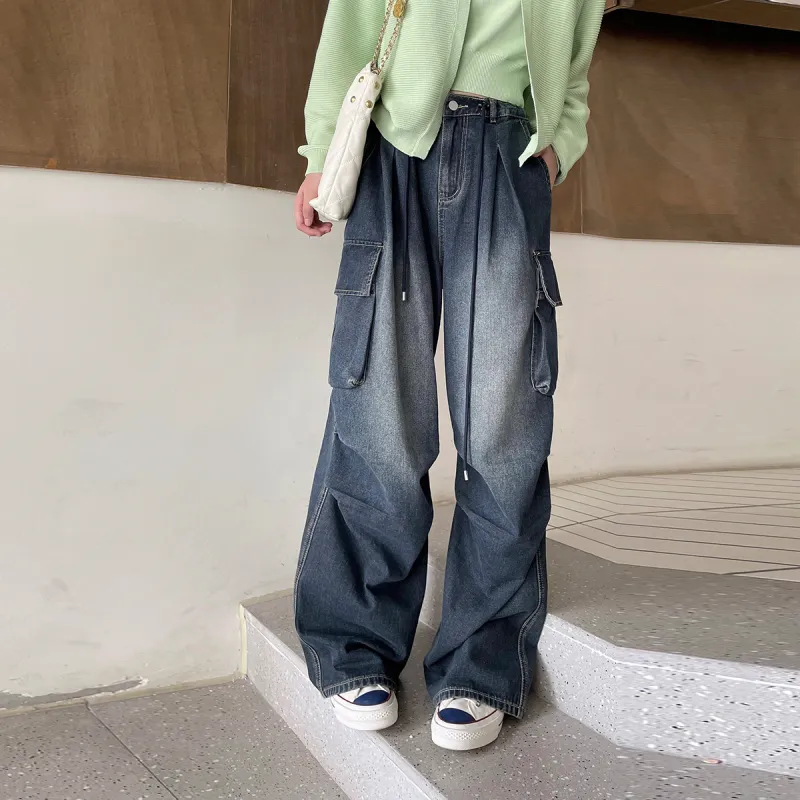 Jinggu Jeans Women's Vintage Gray Blue-6